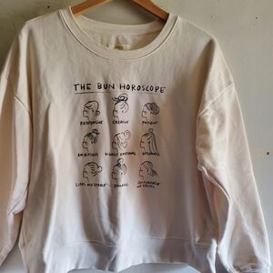 Maeve By Antropologie Cream  Bun Horoscope Sweatshirt